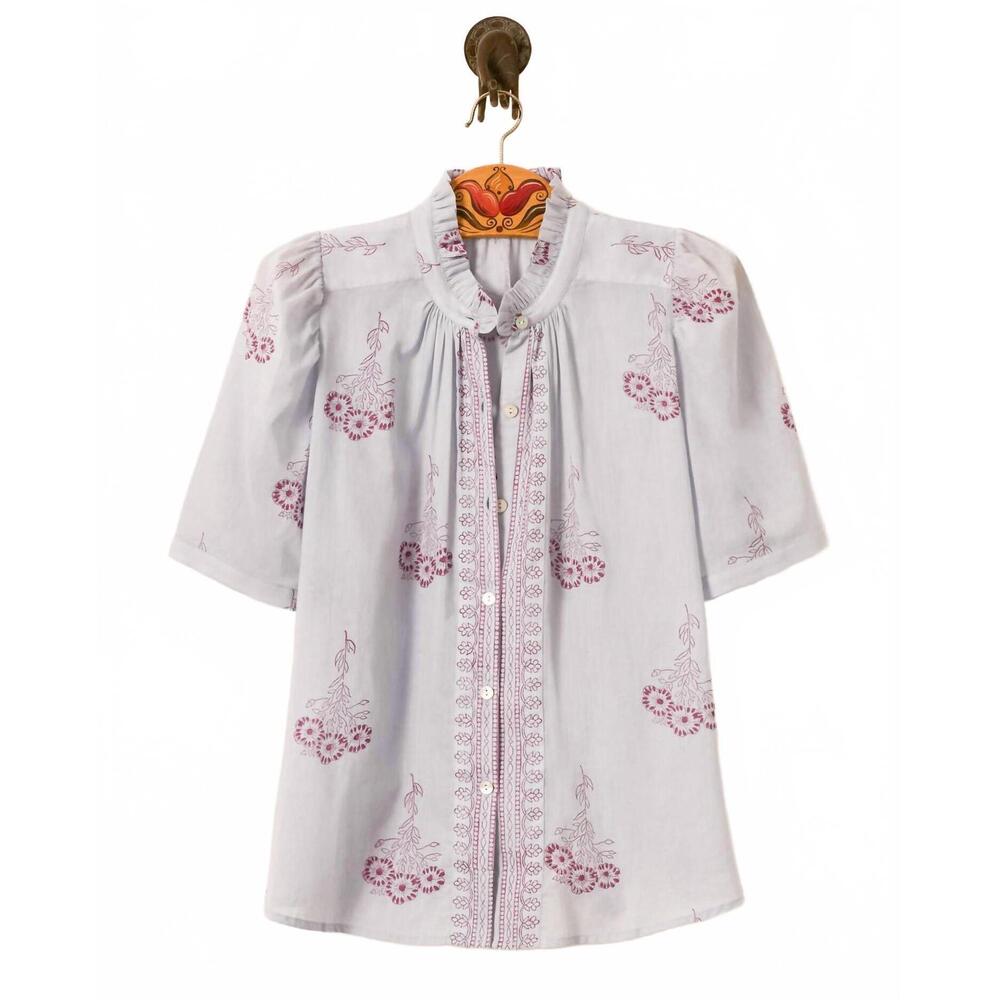 NEW ALIX OF BOHEMIA winn pansy shirt in blue sky - Picture 4 of 4